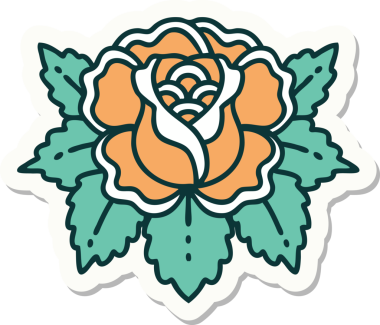 Bir insan tarafından çizilmiş geleneksel bir gül stili dövmesi.