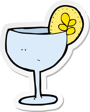 Bir insan tarafından çizilmiş karikatür kokteyle ait etiket.