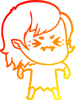 Bir insan tarafından çizilmiş kızgın bir vampir kız çizgi çizimi.