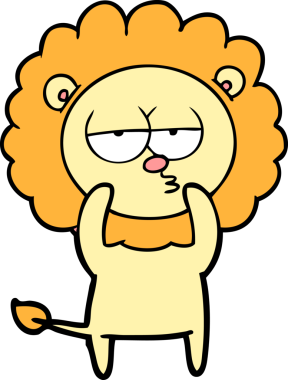 Bir insan tarafından çizilmiş canı sıkkın bir aslan.