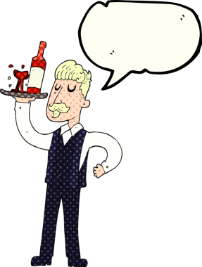 Bir insan tarafından çizilmiş serbest çizilmiş çizgi roman konuşma balonu çizgi film garsonu.