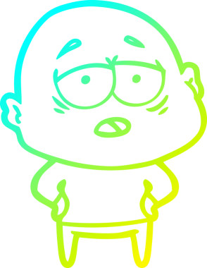 Bir insan tarafından çizilmiş, yorgun, kel bir adamın çizdiği soğuk çizgi.