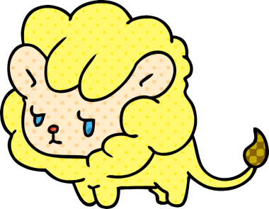 Çizim: kawaii şirin aslan yavrusu bir insan tarafından çizilmiş.