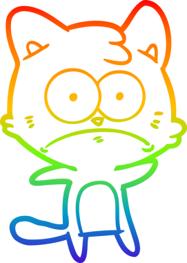 Gökkuşağı gradyan çizgi çizimi Bir insan tarafından çizilmiş gergin kedi