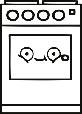 Bir insan tarafından çizilmiş bir mutfak fırınının çizgi çizimi