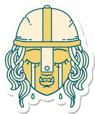 Bir insan tarafından çizilmiş ağlayan bir Ork savaşçı karakterinin çıkartması.