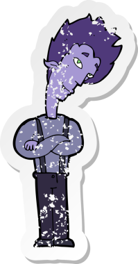 Bir insan tarafından çizilmiş bir vampir çizgi filminin gerilimli yapıştırması.