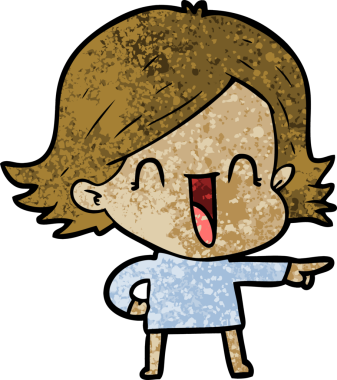 Bir insan tarafından çizilmiş gülen kadın çizgi filmi.