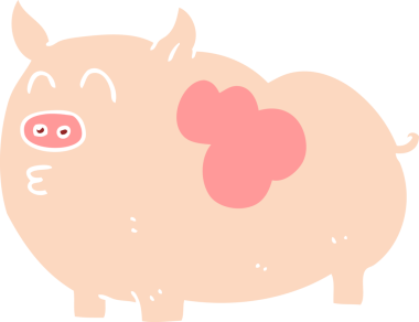 Bir insan tarafından çizilmiş domuzun düz renk çizimi