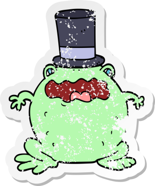 Bir insan tarafından çizilmiş silindir şapkalı karikatür çıkartması.