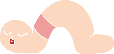 Bir insan tarafından çizilmiş düz renkli çizgi film solucanı.