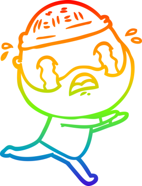 Bir insan tarafından çizilmiş ağlayan sakallı bir adamın çizimi.