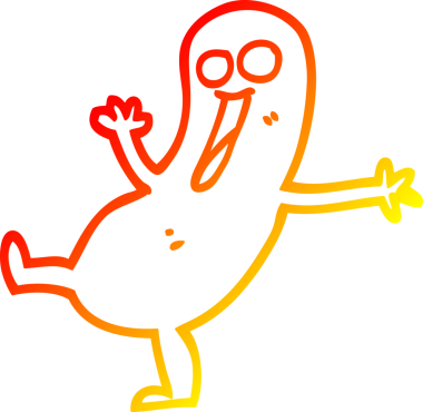 Bir insan tarafından çizilmiş mutlu çizgi film sosisinin sıcak gradyan çizimi