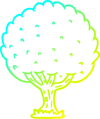 Bir insan tarafından çizilmiş bir karikatür ağacının soğuk gradyan çizimi