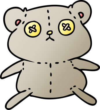 Bir insan tarafından çizilmiş, el yazısıyla çizilmiş şirin, dikilmiş oyuncak ayı karikatürü.