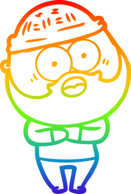 Gökkuşağı gradyan çizgi çizimi bir insan tarafından çizilmiş sakallı bir adamın