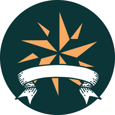 bir insan tarafından çizilmiş bir yıldızın pankartıyla dövme biçimi simgesi