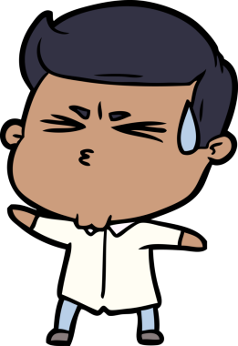 Bir insan tarafından çizilmiş terleyen çizgi film adamı.