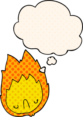 Çizgi roman tarzında bir insan tarafından çizilmiş karikatür mutsuz alev.