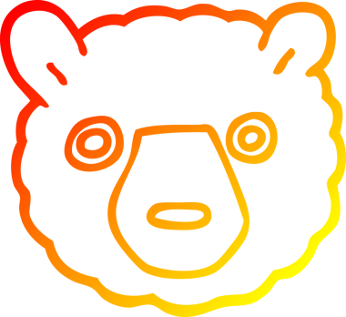 Bir insan tarafından çizilen çizgi film ayısının sıcak çizgi çizimi