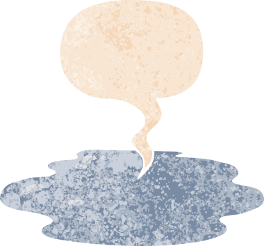 Su birikintisi ve grunge içinde konuşma kabarcığı bir insan tarafından çizilmiş tedirgin geçmiş dokuma tarzı