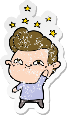 Bir insan tarafından çizilmiş heyecanlı bir karikatür çıkartması.