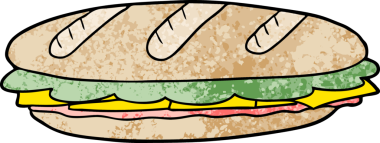 bir insan tarafından çizilmiş baget sandviç.