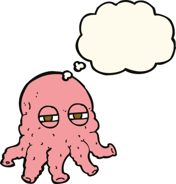 Bir insan tarafından çizilmiş düşünce baloncuklu uzaylı yüzü.