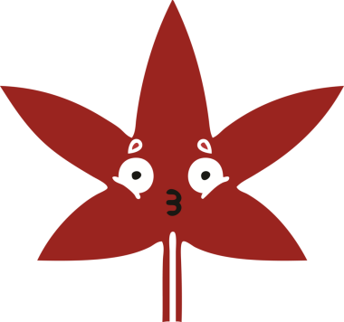 Bir insan tarafından çizilen sonbahar yaprağının düz renk retro karikatürü