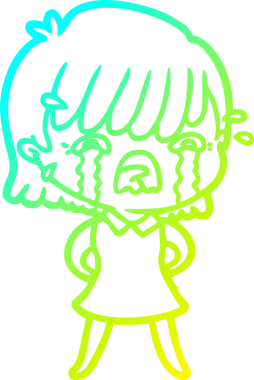 Bir insan tarafından çizilmiş ağlayan bir çizgi film kızı çizimi.