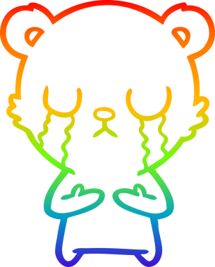 Bir insan tarafından çizilmiş ağlayan çizgi film ayısının çizimi.