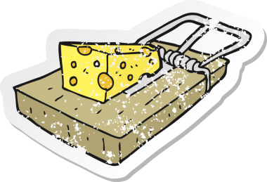 Bir insan tarafından çizilmiş bir fare kapanının gerilimli çıkartması.