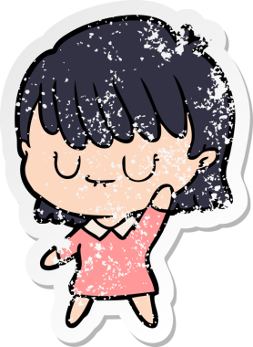 Bir insan tarafından çizilmiş karikatür bir kadının sıkıntılı çıkartması.