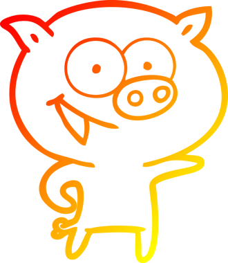 Bir insan tarafından çizilmiş neşeli bir domuz çizgi filmi.