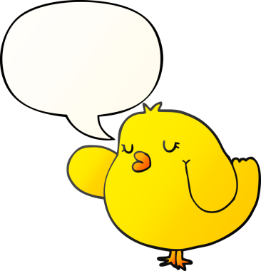 bir insan tarafından çizilmiş yumuşak eğimli konuşma baloncuklu çizgi film kuşu