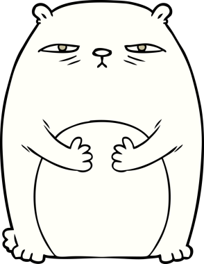 Bir insan tarafından çizilmiş yorgun kutup ayısı çizgi filmi.