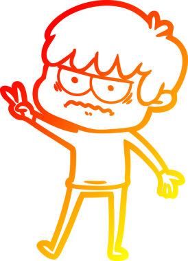 Bir insan tarafından çizilmiş kızgın çizgi film çocuğunun sıcak çizgi çizimi.