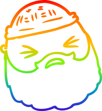 Gökkuşağı gradyan çizgi çizimi bir insan tarafından çizilmiş sakallı bir erkek yüzü