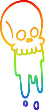 Gökkuşağı gradyan çizgi çizimi Bir insan tarafından çizilen kan damlayan kafatası