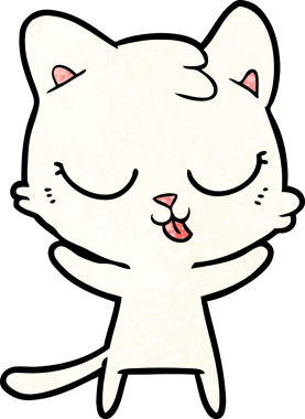 Bir insan tarafından çizilmiş sevimli çizgi film kedisi.