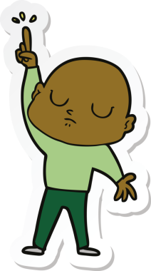 Bir insan tarafından çizilmiş kel bir adamın çıkartması.