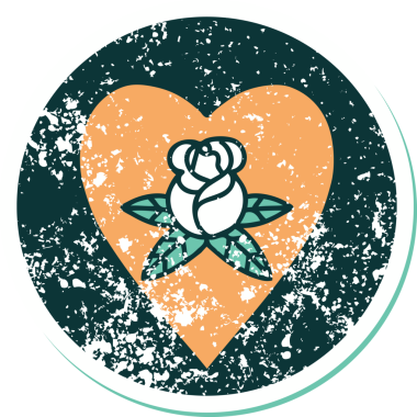 Bir insan tarafından çizilmiş kalp ve çiçeklerin sembolik depresif dövme şekli