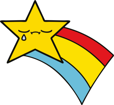 Bir insan tarafından çizilmiş kayan gökkuşağı yıldızı karikatürü.