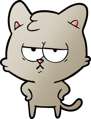Bir insan tarafından çizilmiş sıkıcı çizgi film kedisi.