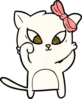 Bir insan tarafından çizilmiş çizgi film kedisi.