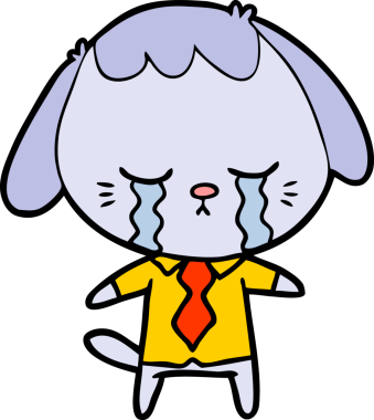 Bir insan tarafından çizilmiş ağlayan çizgi film köpeği.