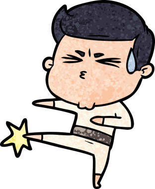 Bir insan tarafından çizilmiş terleyen çizgi film adamı.