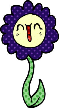 Bir insan tarafından çizilmiş mutlu bir çiçek.