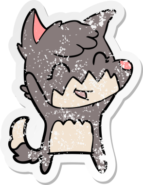 Bir insan tarafından çizilmiş mutlu bir tilkinin sıkıntılı çıkartması.