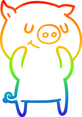 gökkuşağı gradyan çizimi mutlu çizgi domuz çizimi bir insan tarafından çizilmiş